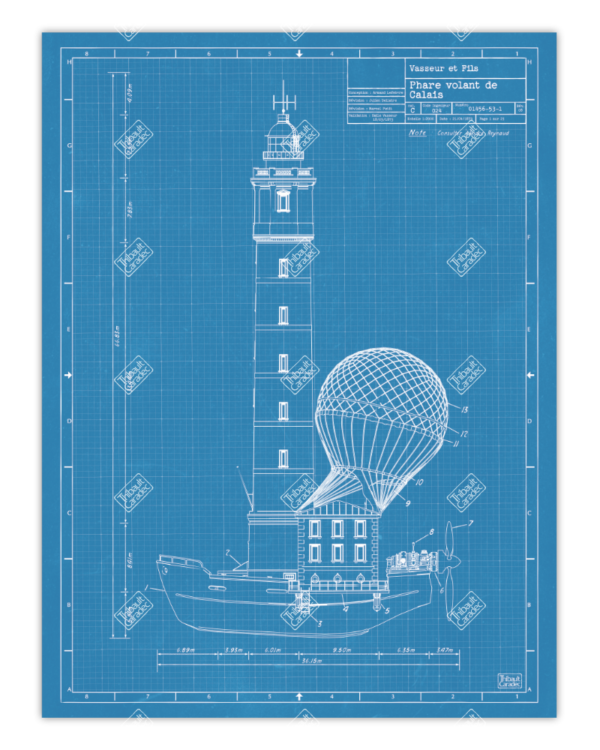 Affiche Dessin Technique de Phare de Calais 30x40cm