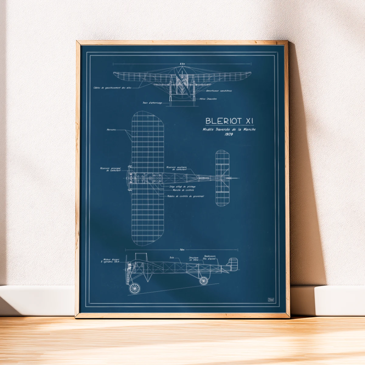 Affiche Dessin Technique Blériot XI