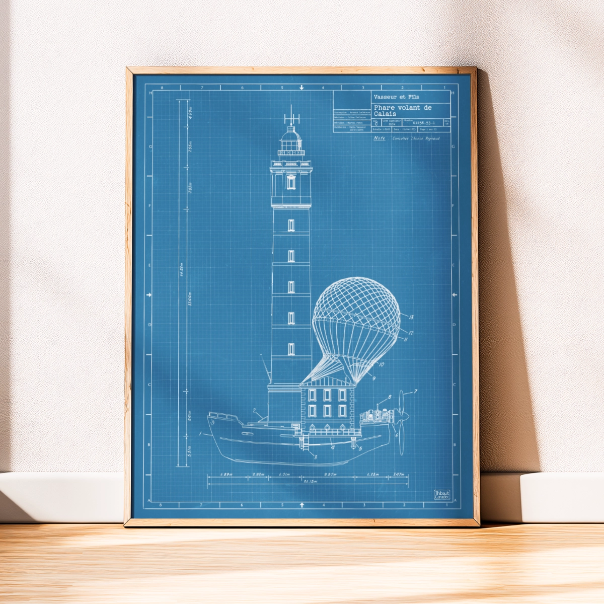 Affiche Dessin Technique Le Phare Volant de Calais